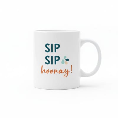 Sip Sip Hooray – Vrolijke Quote Koffiemok 330 ml