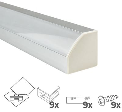 Led strip profiel hoek 4M - 30 mm hoog - Led hoekprofiel - Led profiel - Wit