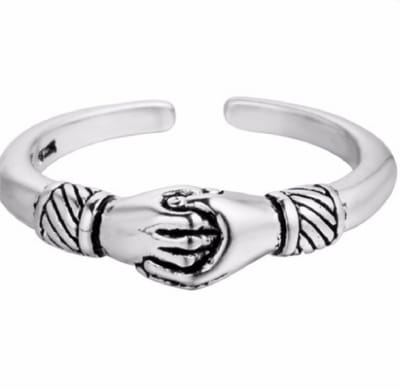 Ring- Tibetaans zilver- Handjes- Verstelbaar-Charme Bijoux
