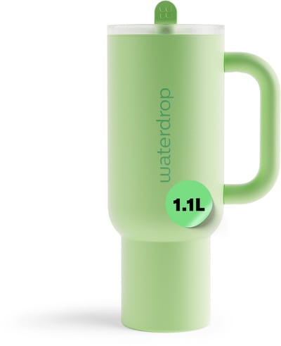 Waterdrop® Explorer Thermo Drinkbeker 1,1 L - 12 uur koud - Drinkbeker met rietje, handvat en lekvrij deksel - Perfect voor ijskoude dranken - signatuur groen - Drinkfles - Waterfles