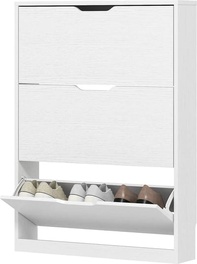HOMCOM Flip-down Shoe Cabinet-Spanplatte-80L x 17B x 108H cm-Weiß