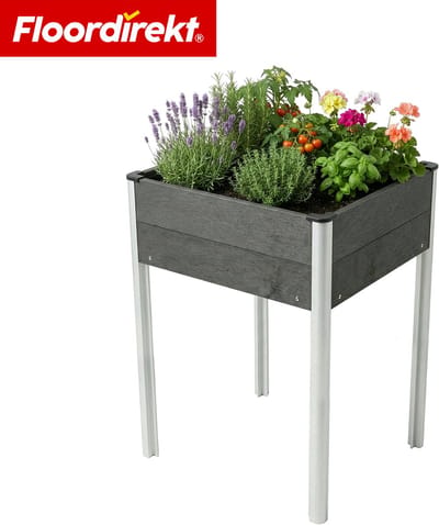 Floordirekt WPC-Hoogbed Salina - Antraciet - Op Poten 60 x 50 x 90 cm - Duurzaam Tuinbed - Weerbestendig & Onderhoudsvriendelijk - Ideaal voor Groenten, Kruiden & Bloemen
