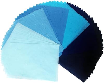 Maul Bear Paper Sheets, Solid Color, Origami Design, Crafts, Art, Japanese Washi Card, Decoupage, Blue, 50 Pieces - ShopVlot