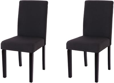 Set van 2 eetkamerstoelen Keukenstoel Littau ~ textiel, zwart, donkere poten