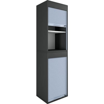 Aktos XL rolluikkast, 4 dossierhoogtes, afsluitbaar, beugelgreep, B 500 x D 400 x H 1860 mm, hout, zwart
