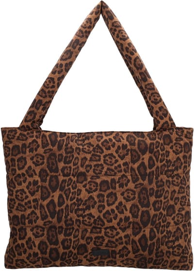 Beagles Calvia Shopper Soft Puffer Schoudertas Trendy Ruim en Licht - Tote Bag - Dames Tas - Luipaard