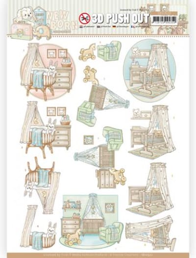 Baby Cradle - Newborn 3D Push Out Sheet by Yvonne Creations