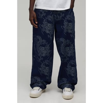 Dragon Tapestry Super Baggy Fit Jeans | Indigo | Size 44R