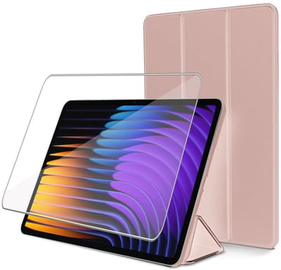 ChiGuard Hoesje & Screenprotector geschikt voor Xiaomi Mi Pad 7 / Mi Pad 7 Pro Hoesje – Gehard Glas - Shock Proof Hoesje – Smart Cover - Rose