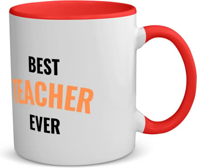Akyol - best teacher ever koffiemok - theemok - rood - Docent - de beste leraar/lerares - juf - meester - verjaardagscadeau - verjaardag - cadeau - afscheidscadeau - geschenk - leuke cadeau - kado - gift - juffendag - meesterdag - 350 ML inhoud
