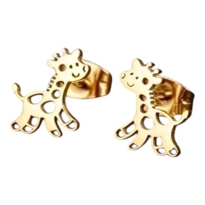 Rvs sieraden - Oorbellen kind- Goudkleurige giraf oorbellen - meisje