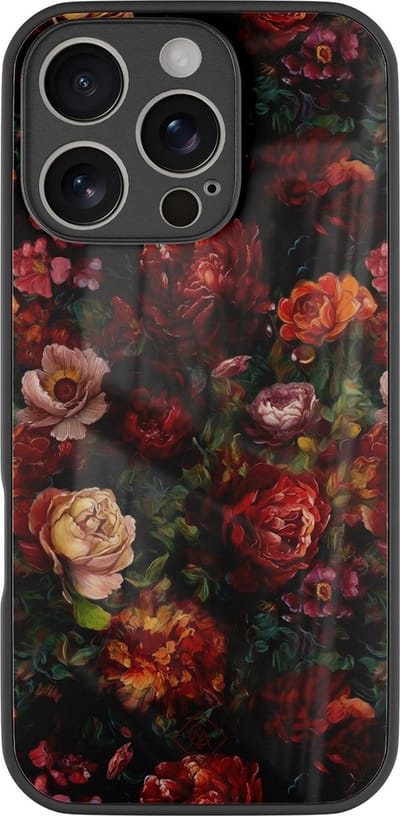 Casimoda® hoesje - Geschikt voor iPhone 16 Pro - Floral Garden - Luxe Hard Case Zwart - Backcover telefoonhoesje - Multi