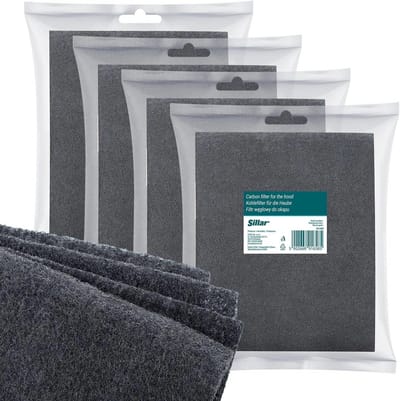 Sillar 4x Filters voor de afzuigkap – vorm een mat – universeel koolstoffilter – voor de afzuigkap – 57 x 47 cm – op maat te knippen – geurneutralisati – 2-in-1