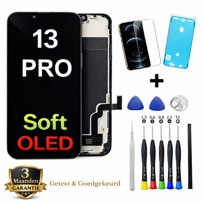 iPhone 13 PRO OLED Scherm Vervanging – Premium Soft OLED Display – Inclusief Complete Reparatieset, Gereedschap, Screenprotector en Plakstrip