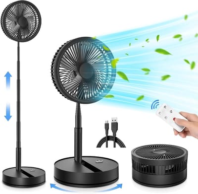 Vloerventilator - Zomerkoeling - Staande ventilator - Koeling woonkamer - Hittebestrijding - Verstelbare ventilator - Ventilator met afstandsbediening - Stille ventilator - Draaibare ventilatorkop - Verfrissing binnenlucht - Ventilatie - Zwart
