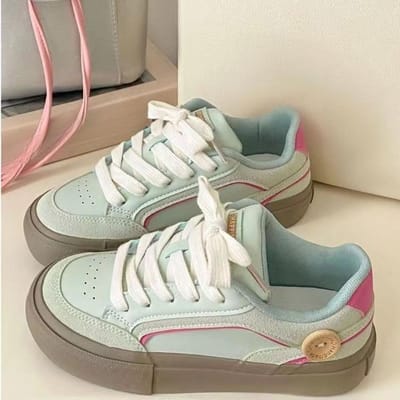 Retro Mintgroene en Witte Schoenen Kinderen Herfst Nieuw Ins Trendy Veelzijdige Platform Temperament Casual Board Schoenen 40 lichtgroene kleur
