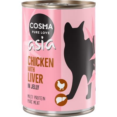 12x400g Kip & Kippenlever in Gelei Cosma Asia Kattenvoer nat