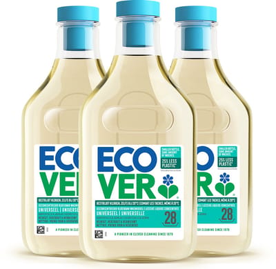 Ecover - Vloeibaar Wasmiddel Universal - Voordeelverpakking 3 x 1 L - 84 wasbeurten - Plantaardig & Biologisch afbreekbaar - Krachtige reiniging bij 20°C - Frisse geur