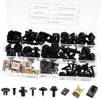 80-delige Set Metalen Bevestigingsschroeven voor Auto, Onderplaat en Fender Reparatie, Universele U-vormige Clips en Moeren