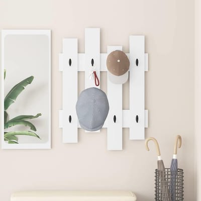vidaXL - Wandgemonteerde - kapstok - Muurmontage - Wit - 60 - x - 3 - x - 82 - cm