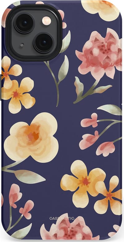 Casetastic Hoesje Geschikt voor Apple iPhone 13 Magsafe - Stijlvolle Beschermende Duo-layer Case - Bloesemnacht Marine
