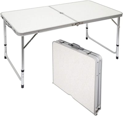 Verstelbare inklapbare tuintafel - 120 x 60 cm - Lichtgrijs - Voor binnen en buiten