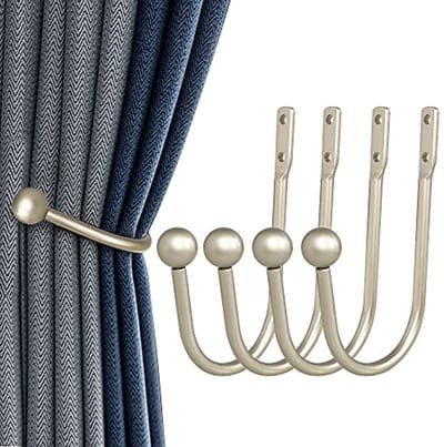 Muurbevestigde Gordijnsteunen - 4 Stuks Zware Metalen Decoratieve Gordijnhouders