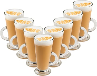 OTIX Latte Macchiato Glazen - 280 ml - 8 Stuks - Cappuccino - Theeglazen met oor - LIA
