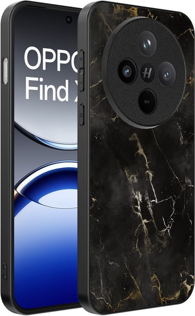 Smartphonica Telefoonhoesje Geschikt voor Oppo Find X8 met marmer opdruk - TPU backcover case black marble design - Zwart geschikt voor Oppo Find X8