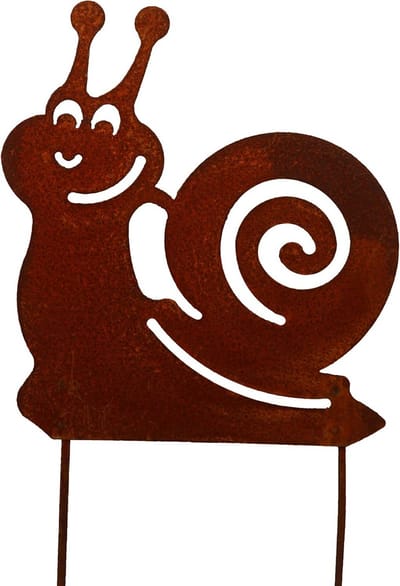 Tuindecoratie Snail - Buitenornament Metaal - Tuin Aankleden - Handgemaakt Uniek - 20 cm Hoog - Roest Patina