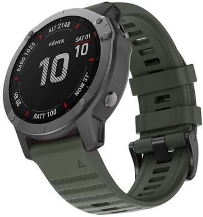By Qubix - Geschikt voor Garmin bandje - 26mm Quickfit - Siliconen bandje - Leger groen - Geschikt voor Garmin Fenix 8 / 8 Pro - 51mm