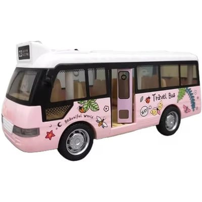 Modèle d'autobus scolaire Son et Lumière pour Enfants Jouet Garçon Fille Métal Moulé Sous Pression Petites Voitures Voitures Autobus de Ville Jouets à Friction Cadeau rose