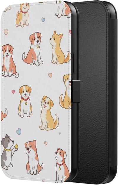 Smartphonica Telefoonhoesje Geschikt voor iPhone 12 Pro Max Kunstleren Bookcase Hoesje met Magnetisch Lipje en Pasjeshouder met Honden Opdruk geschikt voor iPhone 12 Pro Max