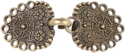 Fako Bijoux® - Vestsluiting Classic - Clip Met Haakje - Vestclip - Vestklem - Flowers - Bronskleurig