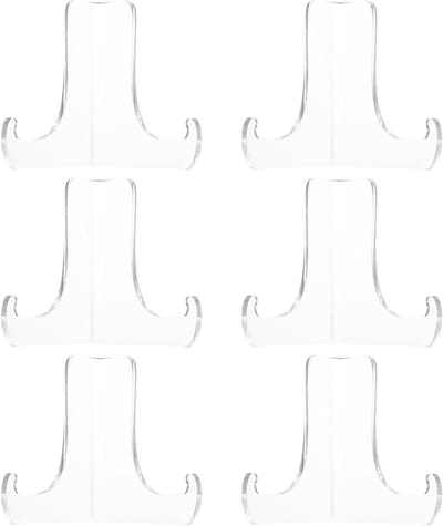 Set van 6 Acrylplaten met Plastic Stand voor Kaarten, Muntjes en Postkaarten - Mini Easel voor Verzamelobjecten en Decoratie