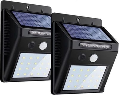 Solar Buitenlamp - Set van 2 Stuks - Bewegingssensor - 20 LED - Waterdicht - Buiten & Tuin sensor - Buitenverlichting op Zonne-energie