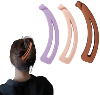 Dailygoods- Bananenhaarspelden 3 Stuks - Elegante Haarspelden - Haarspelden Voor Vrouwen - Kleur: Oranje/Beige/Paar - Geschikt Voor Elke Gelegenheid - Perfect Cadeau Voor Vrouwen