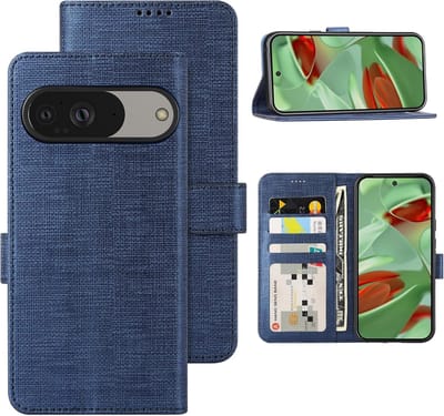 Geschikt voor Google Pixel 9 / 9 Pro - Portemonnee - Book Case Hoesje - Magnetische Sluiting - Blauw