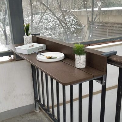 Balkon Bar Tafel - Hangende Buitentafel - Genieten Buiten - Inklapbaar Ontwerp - 30 kg Draagkracht - Bruin