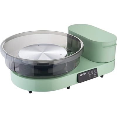 Draaischijf voor Keramiek voor Volwassenen, 36 en 28 cm Draaitafels, 450W Elektrische Tafelmodel Keramiek Draaischijf met Voetpedaal, 30-300 RPM Instelbare Snelheid, Aluminium Behuizing,