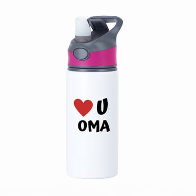 Hacebo® - love u oma waterfles met rietje roze - Oma - de liefste oma - verjaardag - cadeautje voor oma - oma artikelen - kado - geschenk - water fles - 650ML