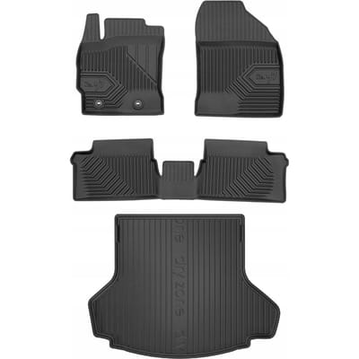 Frogum Voordeelset - Automatenset No.77 + Dry Zone Kofferbakmat - Geschikt voor Toyota Auris II Touring Sports (Kombi) (2012-2018) - Met zij-nissen - TPE Rubber - Zwart