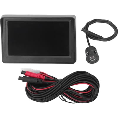 Kit Moniteur 4,3 pouces Caméra de Recul Système de Stationnement Vue Arrière Voiture Étanche Vision Nocturne pour Camping-cars Remorques Camions Pickups Round camera