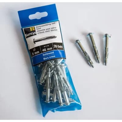 Sencys Hollewandplug Met Bout Staal - Diam. 8x46 Mm - 20 Stuks