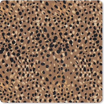 Muismat 20x20 cm - Mousepad Luipaard - Dierenprint - Goud - Muismatten