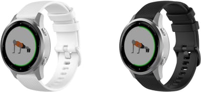 Strap-it Bundel van 2 Siliconen Bandjes - Geschikt voor Garmin Vivoactive 4S / Vivomove 3S / Venu 2S - Zwart & Wit - Sportarmband - Siliconen Armband - Waterbestendig & zweetbestendig