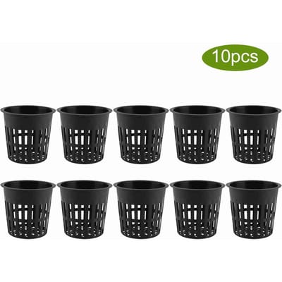 10 stuks/set duurzame, veilige plastic hydrocultuurmandbekers voor tuin- en balkonbeplanting(Zwart) Black black