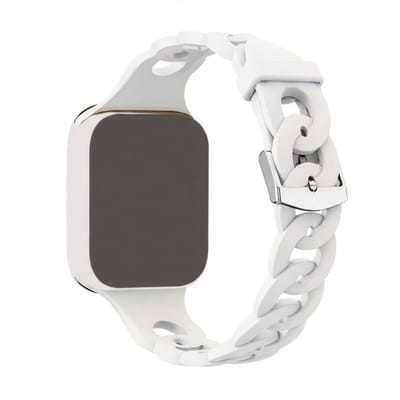 Wit horlogebandje voor smartwatch dames en heren met ultra dun schakel design van silicone en vaste sluiting, geschikt voor Apple Watch 38 40 41 mm