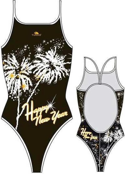 Turbo Happy New Year Zwemkleding Rood,Wit 2XL Vrouw