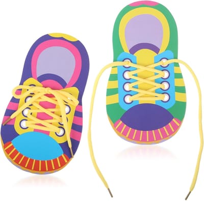 Ultiluxe® Veters strikken leren - Schoenen met schoenveters - 2 stuks - Leermiddelen voor kinderen - Thuis of op school - Oefenbord - Oefenschoen - Veters strikken oefenen - 3 tot 6 jaar